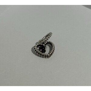 Pandora Heart Dangle Charm February Purple Crystal
